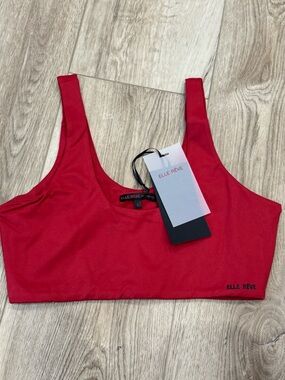 Elle Reve Red Wireless Seamless Scoop Sports Bra Low Impact